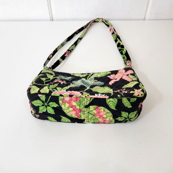 Vera Bradley Black Botanica Small Cross Body or Shoulder Bag - Picture 3 of 6